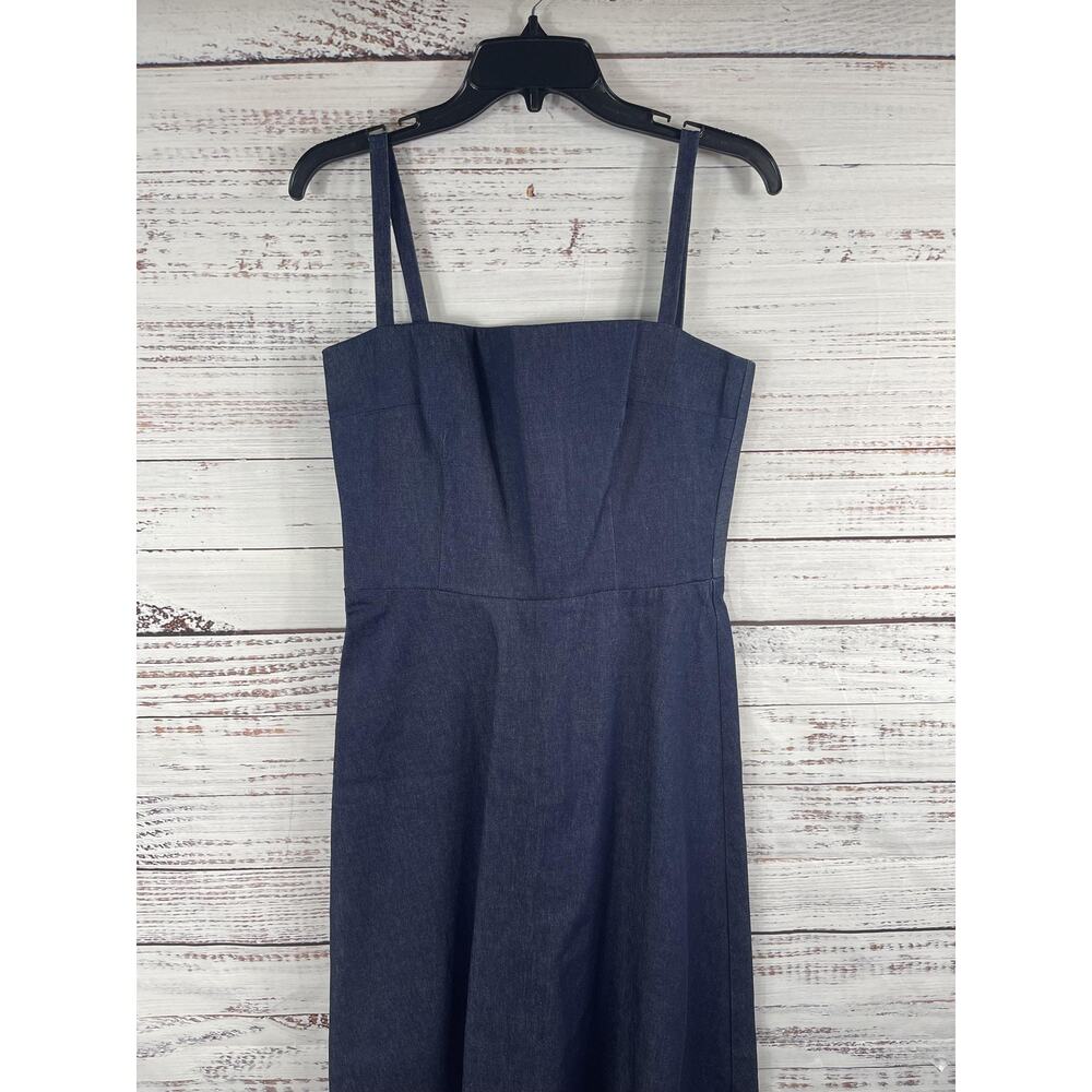 Lynn Lugo Dress Women's Size10 Blue Denim Fit & Flare A-Line Strappy Made in USA - Picture 2 of 8